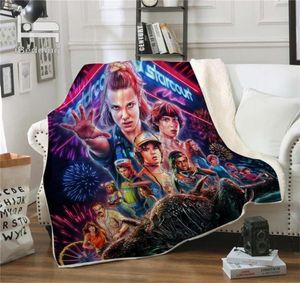 Nouveau film d'horreur StrangerThings couverture de jet Premium impression à la demande couvertures Sherpa pour canapé personnalisé bricolage en peluche mince couette LJ4428994