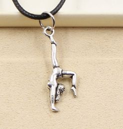 NEW HOT 20pcs / lot Vintage Silver gymnastique sporter Black Choker Chain Colliers Pendentifs Bijoux