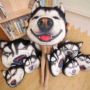 Nieuwe hete 3D 405070cm Husky Dog Plush Toy Dolls Cuddly Animal Cushion Siga CAR Decoratief creatief verjaardagscadeau Home Decor J220729