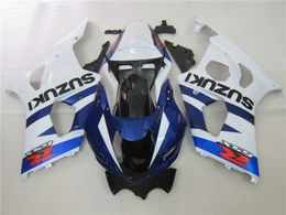 Kits de carénage de moto ABS 100% adaptés à Suzuki GSXR 1000-K3 GSXR 1000-K3 2003 2004, 3 cadeaux, nouveau, blanc bleu