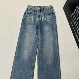 Nouveau jean diamant chaud pour femmes, pantalon à jambe droite imprimé lettre à la mode pour femmes minimalistes