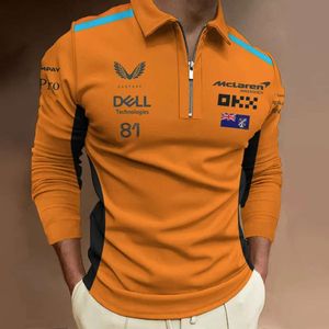 Nieuwe Hot F1 Formule 1 Racing McLaren 81 TLQ Long Sleeve heren Polo Shirt Long-Sleeved Outdoor Sports Ademende Zipper Polos Top 580