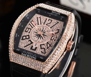 Nieuwe Hot Frenck Classic Full Diamond Series Luxe Surface Digital Designer Watch Geavanceerde herenhorloges Functie Quarz chronograaf horloge