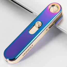Nouveau briquet rechargeable HONEST USB ultra-mince briquets coupe-vent en métal briquet électronique en métal pour hommes et femmes cadeau de mode