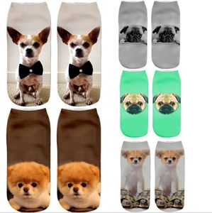 Nieuwe Hot Kawaii 3D Print Sokken Dames Enkel Honden Calcetines Vrouwelijke Chaussette Grappige Sok Leuke korte sok 50styles