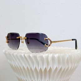 Nuevo caliente para hombre carti venta para hombre DECOR C Gafas de sol Moda para mujer Lujo Pulido Acabado chapado en oro Diseño de metal Borde con corte de diamante Fashione Lunettes de soleil 57