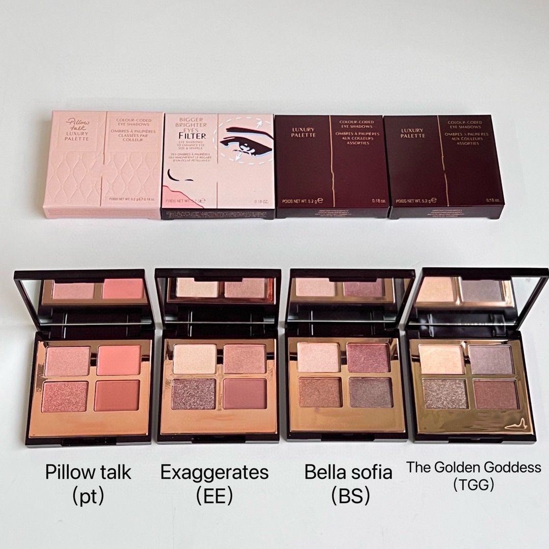 Luxury Eyeshadow Palette Makeup Brand 4 Colors Eye Shadow Pillow Talk (PT) överdriver (EX) Bella Sofia (BS) The Golden Goddess (TGG) 5.2G