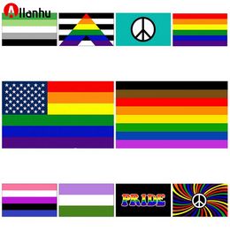 NIEUWE! Hot Rainbow Flag 90x150cm Amerikaanse homo en gay trots polyester banner vlag polyester kleurrijke regenboog vlag voor decoratie