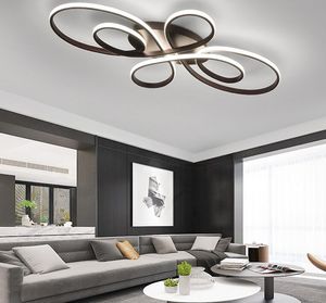 Nouveau chaud RC blanc/café finition moderne plafonniers pour salon chambre étude salle Dimmable lustre luminaires MYY