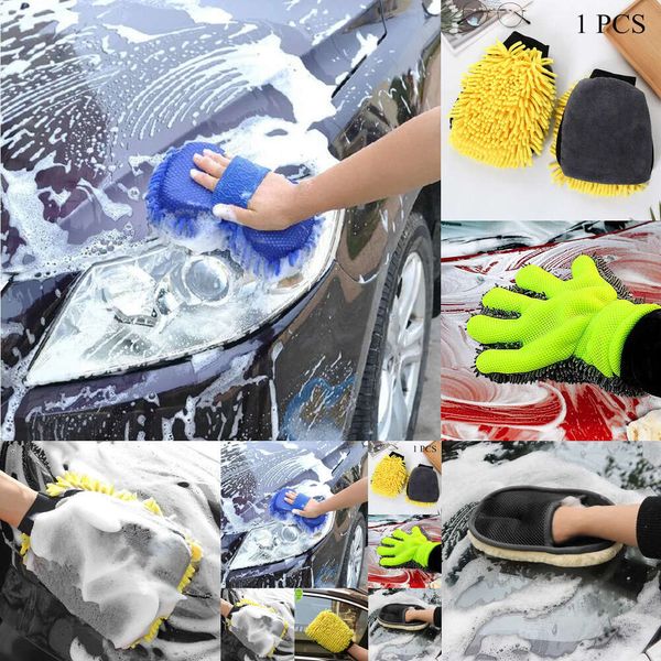 Nueva venta caliente 2 en 1 fibra ultrafina chenille guante de microfibra mitt de malla suave de malla suave sin hacer rasguño para lavar autos y limpieza