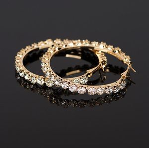 Nieuwe Hot Koop Crystal Rhinestone Oorbellen Vrouwen Gold Sliver Hoop Oorbellen Mode-sieraden Oorbellen Voor Vrouwen