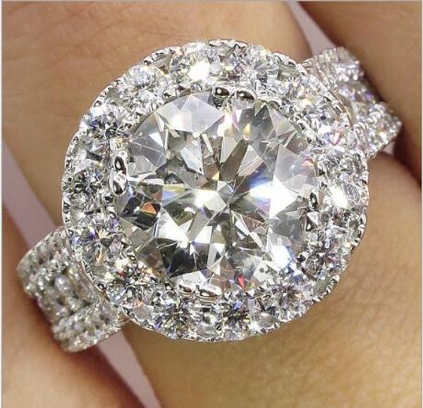 ¡Nuevo! Venta caliente real 925 plata esterlina CZ diamante conjunto de anillos de boda para mujeres anillos de bodas de plata joyería de compromiso al por mayor