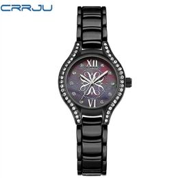 Nieuwe Hot Seller CrRju Luxe Mode Dames Horloges Quartz Horloge Armband Horloges Roestvrijstalen Armband Dames met geschenkdoos
