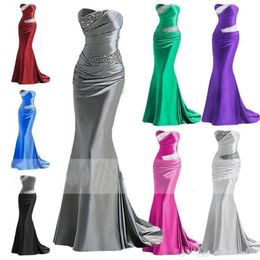 Nieuwe Hot Selling Zilver Grijze Burunde Mermaid Bridesmeisje Jurken Goedkope Lange Maid of Honour Jurk Evening Prom Jurken Lace Up Beading