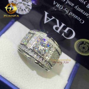 Nueva venta caliente Vvs Moissanite Big Diamond Iced Out Joyería de moda Oro blanco Hip Hop Anillos para hombres