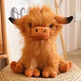 Nieuwe hete simulatie harige hoogland vee plush dieren pop zacht gevulde yak speelgoed kawaii kinderen baby cadeau huiskamer decor