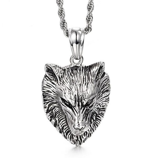 Collier en acier inoxydable pour hommes, vente en gros, bijoux à la mode, Punk, pendentif loup, collier tête de loup Lion, nouvelle collection