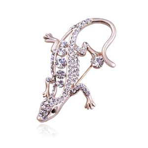 Broche de lagarto de moda para mujeres y hombres, broches de animales con diamantes de imitación de cristal de lujo, accesorios de moda, regalos de joyería chapados en oro de 18 quilates