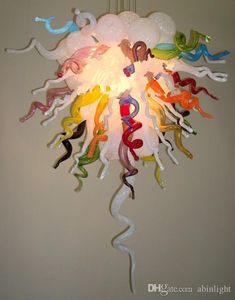 Huis Artikel Verlichtingsarmatuur Multicolor Blown Murano Glas Kroonluchters Licht AC LED Bollen Kunstontwerp Kroonluchter