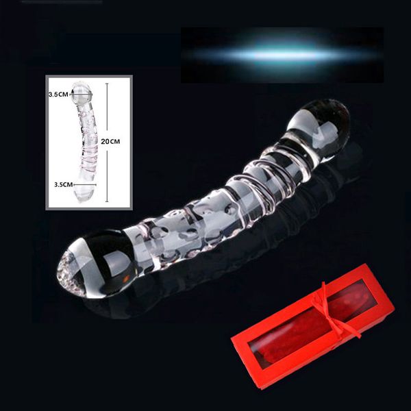 Nouveau énorme double tête cristal verre gode faux pénis sexy jouets anal godemichet anal vagin clito stimulateur femme gay mâle masturbation