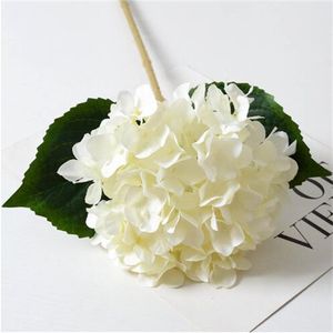 Branche de fleurs d'hortensia avec fausses feuilles, fleurs artificielles en soie, pour décoration de mariage à domicile, flores, nouvelle collection