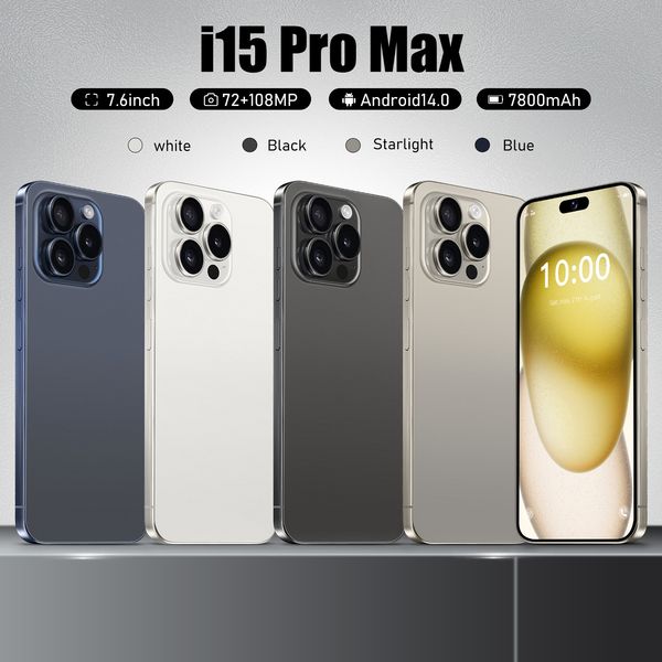 Nouveau i15 ProMax téléphone transfrontalier 7,6 pouces Smartphone à bordure brossée 3 + 64g
