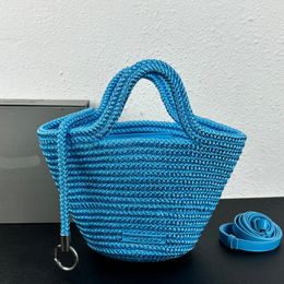 Nieuwe IBIZA Groente Mand Tassen Grote Capaciteit Nylon Gebreide Geweven Totes Tas Dames Designer Handtas Vakantie Boodschappentas Mode Strandtas Waaiervormige Tote