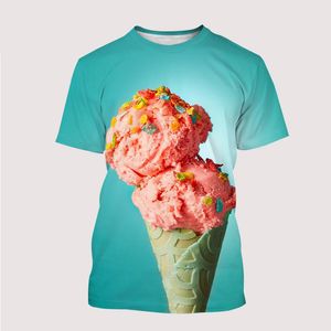 NIEUW ICE CREAM 3D-printing heren en dames kinderen t-shirt heerlijk voedselpatroon casual straat ademende dunne zomer top