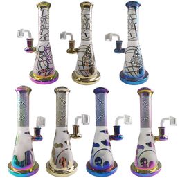 Nuevo Glass Bong Showerhead Hookahs Rainbow Colorful Percolator Heady Bongs 14mm Tubos de agua conjuntos femeninos 7 colores Perc