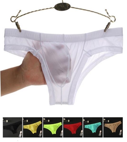 Nouvelle glace Silk UltraHin Transparent Mens Briefs Men Sous sans couture Sexy Pagy Bikini sous-vêtements érotiques jockstrap6424170