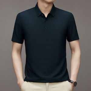 NIEUW ICE ZOMER SILAKE POLO-shirt met korte mouwen voor middelste en jonge herenpolo kraag halve mouw jacquard botpatroon vaste kleur t-shirt t-