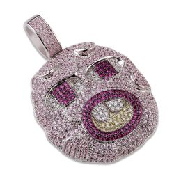 Nieuwe Iced Out Cherry Bomb Masker Hanger Ketting Micro Verharde Kubieke Zirkoon Heren Bling Sieraden Gift218C