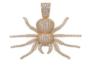 Nouveau collier de pendentif Iced Out Out CZ Spider Micro Pave Hop Gold Silver Color Bling Chamains de charme Jewelry3088390