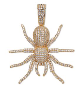Nouveau collier de pendentif Iced Out Out CZ Spider Micro Pavee Hop Gold Silver Color Bling Chamains BILLING4651818