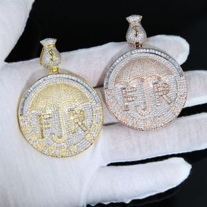 Nouveau Argent Glacé Dollar Parapluie Forever Rich Lettre Collier Deux Tons Couleur Bling 5A Zircon Cubique CZ Pendentif HipHop Jewelry312e