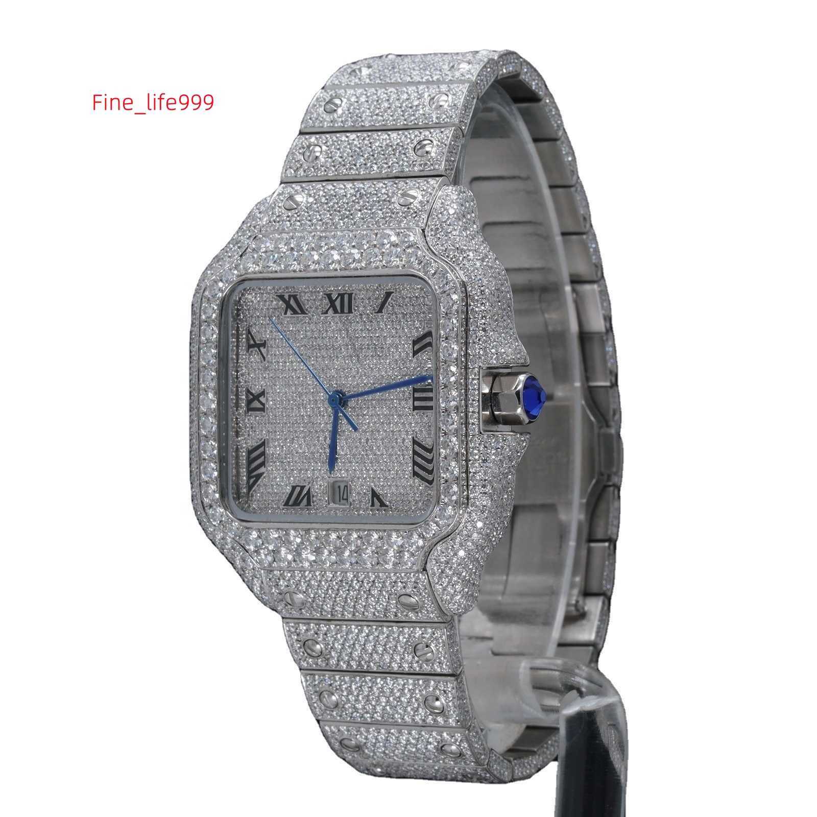 Новый Iced Out Tester Pass VVS Natural Diamond Высококачественный роскошный золотой серебряный серебряный оригинальный хип -хоп мужчина Moissanite Diamond Worke Watch