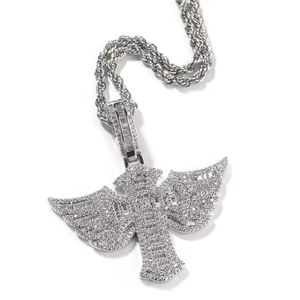 Nieuwe Iced Out Zirkoon Vleugels Kruis Hanger Kettingen Met Tennisketting Goud Zilver Kleur Hip Hop Sieraden