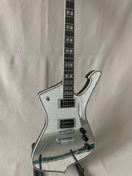 Nouveau Iceman Paul Stanley guitare électrique argent Super Cool miroir craquelé