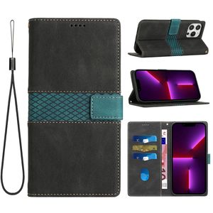 raster hybride kleur lederen portemonnee hoesjes voor iphone 15 14 13 pro max 2 11 xr 8 7 6 plus credit id-kaartsleuf cash pocket flip cover zakelijk boek mode mobiele telefoon zakje riem