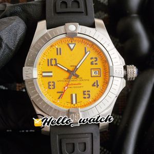 Nieuwe II Seawolf A1733010 gele wijzerplaat automatisch herenhorloge 316L stalen kast zwarte rubberen band sporthorloges hoge kwaliteit HWBE Hello 247V