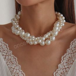 Colliers ras du cou en Imitation de perles pour femmes, chaîne gothique, à la mode, bijoux de fête de mariage, accessoires cadeaux, nouvelle collection