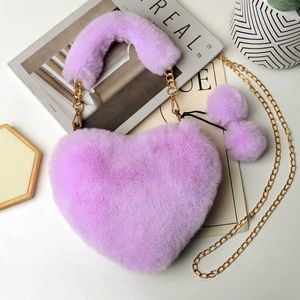 Nouveau sac en peluche imitation lapin Rex sac d'amour mignon et à la mode sac portable coeur de pêche sac à chaîne sac à bandoulière unique 230919