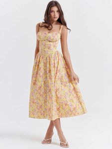 Nouveau en 2023 mode Floral sans manches robe d'été pour les femmes tenues vêtements doux mignon vacances fête été robes mi-longues