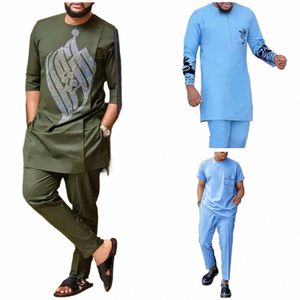 Nouveau dans Casual Diki T-shirt Diamd Pattern Vêtements pour hommes Col rond à manches mi-longues Tenue ethnique africaine Costumes élégants pour hommes u0fg #