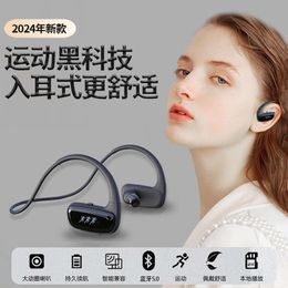 Nouveaux écouteurs Bluetooth Sports sans fil dans l'oreille avec oreilles suspendues, autonomie super longue, mémoire 32 g, étanche et dédiée à la course