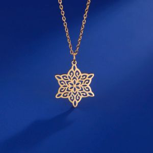 Collier pendentif étoile de David en filigrane pour femmes, couleur or jaune 14k, chaîne clavicule, amulette, bijoux juifs, cadeau, nouvelle collection
