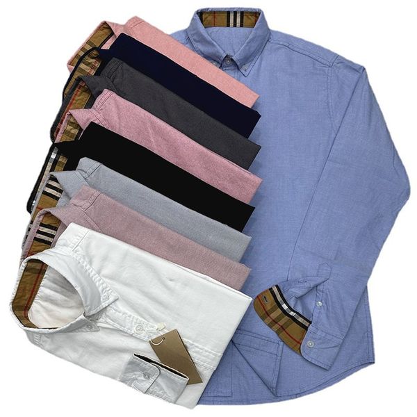 Nouveau en haute qualité hommes British Knight 100% Oxford coton loisirs classique solide TB chemises à manches longues mode chemises élégantes Homme de luxe marque de créateurs vêtements H880