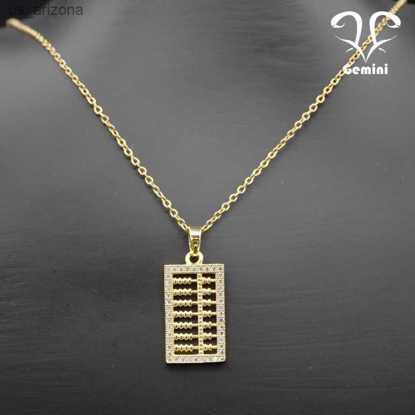 Nuevo en collares para mujer Zircon Abacus colgantes S-STEEL cadena collar Vintage lujo Collier mujer joyería Noel accesorios L230620