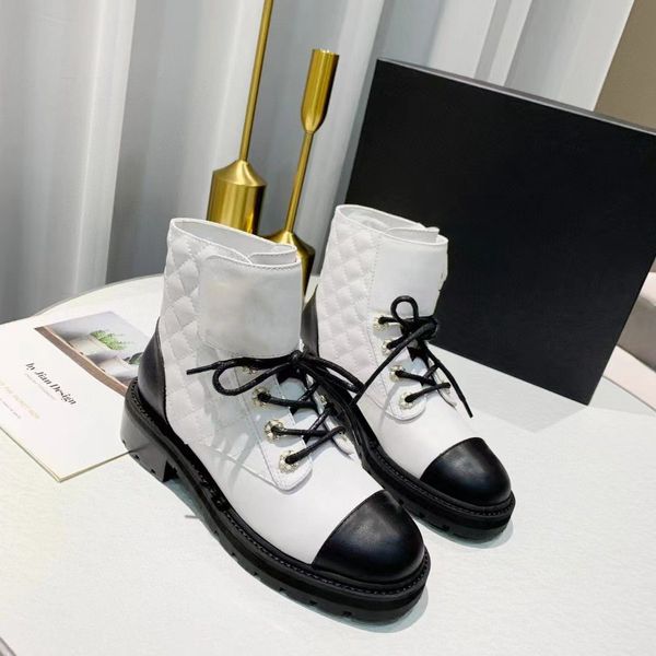 Nouveau en losange bottes classiques pour femmes crochet et boucle à lacets chaussures à plate-forme Designer Botas De Mujer bottines en cuir de qualité