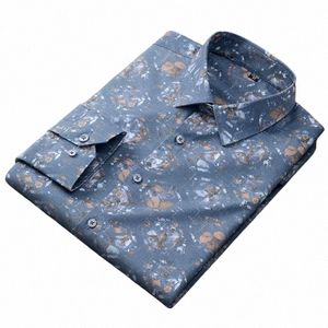 Nuevo en camisa Camisas de manga LG para hombres Estampado casual Camisa lisa ajustada elástica tiende tops ropa elegante m9w2 #